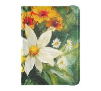 Yellow Sunflower FLOWER and whites Leather decorative waterproof passport holder Wallet Combo Document Organizer Holder Accessories Lightweight, Yellow sunflower FLOWER and whites, One Size