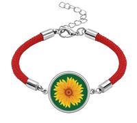 Yellow Sunflower Flower Lucky Red String Bracelet Rope Bracelet Handmade
