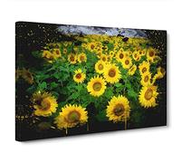Yellow Sunflower Flowers Canvas Print for Living Room Bedroom Home Office Décor, Wall Art Picture Ready to Hang, 30 x 20 Inch (76 x 50 cm)