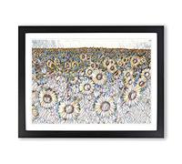 Yellow Sunflower Flowers Modern BG Framed Wall Art Print, Ready to Hang Picture for Living Room Bedroom Home Office Décor, Black A3 (46 x 34 cm)