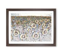 Yellow Sunflower Flowers Modern BG Framed Wall Art Print, Ready to Hang Picture for Living Room Bedroom Home Office Décor, Walnut A2 (64 x 46 cm)