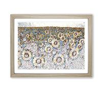 Yellow Sunflower Flowers Modern BG Framed Wall Art Print, Ready to Hang Picture for Living Room Bedroom Home Office Décor, Oak A2 (64 x 46 cm)