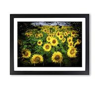 Yellow Sunflower Flowers Modern CB Framed Wall Art Print, Ready to Hang Picture for Living Room Bedroom Home Office Décor, Black A3 (46 x 34 cm)