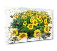 Yellow Sunflower Flowers V3 Canvas Print for Living Room Bedroom Home Office Décor, Wall Art Picture Ready to Hang, 30 x 20 Inch (76 x 50 cm)