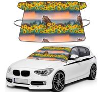 Yellow Sunflower Horse Printed, Car Windshield Cover, Protective Windscreen Cover - Snow Ice Sun UV Dust Water Resistant - Fit for Most Cars