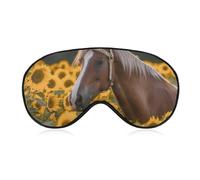 Yellow Sunflower Horse Sleep Mask for Women Men Side Sleeper Eye Cover with Adjustable Strap Soft Breathable Blackout Mask Slip-Free Deep Sleeping Travel Essentials