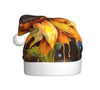 Yellow Sunflower in Oil Festive Christmas Hats for Adults - Cozy Santa Hat for Men Women New Year Party Supplies Red