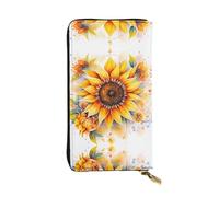 Yellow Sunflower in Oil Print Leather Long Clutch Wallet â€“ Fashion Personalized Wallet, Multiple Card Slots and Coin Pocket, Black, One Size