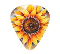 Yellow Sunflower in Oil Printed guitar picks, 12 pieces in 3 different thicknesses, suitable for acoustic guitar, electric guitar and band players