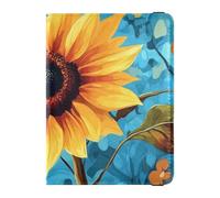 Yellow Sunflower Leather Passport and Vaccine Card Wallet Combo Card Holder Passport Case Cute Passport Book Waterproof, Yellow sunflower, One Size