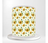 Yellow Sunflower Leaves Floral Watercolour Flower Wrap Around Print A4 Edible Paper Icing Sheet Cake Topper Side Ribbon Border Decor for Personalised Themed Decorations