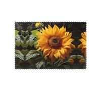 yellow sunflower on a brown background 6-Piece Printed Placemat Set | 12x18-Inch Insulated Tabletops | Ideal Home Decor to Elevate Everyday Dining