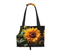 Yellow Sunflower on a Brown Background Printed Portable pet Shoulder Bag, Suitable for Small Dogs and Cats, Shopping and Travel Dual-Purpose Bag
