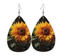 yellow sunflower on a brown background Teardrop Earrings - Lightweight Drop Earrings Suitable for Christmas and Valentine's Day Gifts