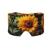 Yellow Sunflower on a Brown Background Unisex Side Sleeping Headband, Sleeping Eye Mask and Ear Muffs, (26.8 * 4.3 inches), Indoor and Outdoor Travel Yoga Adjustable Comfort Eye and Ear Muffs,