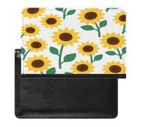 Yellow Sunflower Passport Holder Unique PU Ultra-thin Passport Protective Case Compact Easy to Carry Passports Cover for Women And Men Passports Case