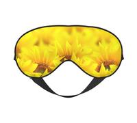 Yellow Sunflower Print Silk Sleep Mask with Adjustable Buckle Stylish Eye Mask for Women Travel Nap Shift Work Office