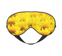 Yellow Sunflower Print Soft Eye Mask for Women Men Comfortable with Adjustable Strap for Travel Yoga Nap Shift Work
