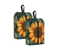 Yellow Sunflower Printed Travel Shoe Storage Bag Waterproof Jacquard Fabric is Lightweight, with Strong Handle and Central Zipper.