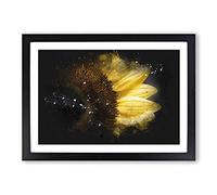 Yellow Sunflower Rising Paint Splash Framed Print | A2 Black Framed Wall Art | Ready to Hang | Modern Floral Picture | Living Room Bedroom Lounge Office