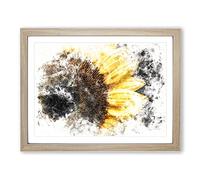 Yellow Sunflower Rising Watercolour Modern Framed Print | A4 Oak Framed Wall Art | Ready to Hang | Modern Floral Picture | Living Room Bedroom Lounge Office