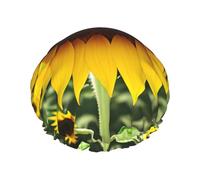 Yellow sunflower shower cap with double layer, holds your hair well whether it is showering or bathing.