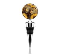 Yellow Sunflowers And Leopard Wine Stoppers Reusable Wine Bottle Stopper Decorative Champagne Stoppers Silicone Beverage Bottle Sealer Keep Fresh, Leakproof Wines Saver for Bar Party Decor