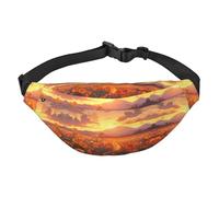 Yellow sunflowers at sunset Boys large waist bag, travel crossbody waist bag, suitable for enjoying sports, running, cycling, travel, fishing