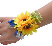Yellow Sunflowers Boutonniere Boutonniere Pin Bridal Wrist Corsage Bridesmaid Bracelet for Wedding Dance Party Decor