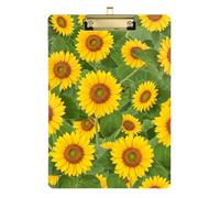 Yellow Sunflowers Clipboards Writing Clipboard Standard A4 Letter Size Clipboards with Low Profile Metal Clip for Classrooms, Restaurants, School