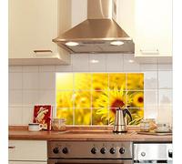 Yellow Sunflowers Colorful Kitchen Sticker Decals Beautiful Decoration. Wall Mural Art Deco. Home Wall Decor Decoration