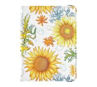 Yellow Sunflowers Corals Passport and Vaccine Card Wallet Combo Passport Case Travel Documents Wallet Passport Cover Holder Wallet Case for Travel Essential Waterproof