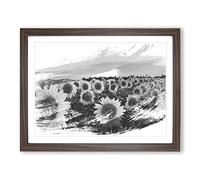 Yellow Sunflowers Flower Vol.4 V1 Modern Framed Print | A2 Walnut Framed Wall Art | Ready to Hang | Modern Floral Picture | Living Room Bedroom Lounge Office
