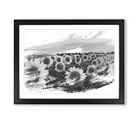 Yellow Sunflowers Flower Vol.4 V1 Modern Framed Wall Art Print, Ready to Hang Picture for Living Room Bedroom Home Office Décor, Black A2 (64 x 46 cm)