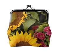 Yellow Sunflowers Full Double-Sided Printed Pattern Women's and Girls' Fashionable Leather Kiss Lock Coin Purse Card Bag