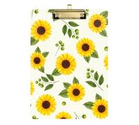 Yellow Sunflowers Green Leaves Clipboard Cute Clipboard Hardboard Clipboards Standard Size with Low Profile Metal Clip for Teacher Student Lawyer Nurse