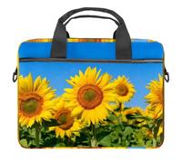 Yellow Sunflowers in the Field Laptop Case Bag Sleeve Portable Crossbody Messenger Briefcase w/Strap Handle, 13 14 inch