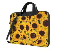 Yellow Sunflowers Print Laptop bag,portable single shoulder laptop Sleeve Case,Compatible with 13-15.6 in, Black, 14 inch