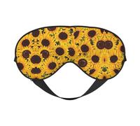 Yellow Sunflowers Print Soft Eye Mask, Adjustable Strap Soft Eye Cover Blindfold for Travel Yoga Nap Shift Work