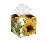 Yellow Sunflowers Print Tissue Box Cover, Leather Tissue Holder Decorative Tissue Box Holder For Kitchen, Bathroom