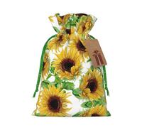 Yellow Sunflowers Printed Drawstring Gift Bags,Various Sizes, Bulk Plastic Packaging Bags