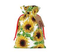 Yellow Sunflowers Printed Drawstring Gift Bags,Various Sizes, Bulk Plastic Packaging Bags
