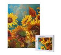 Yellow Sunflowers Printed Jigsaw Puzzle with Storage Box, Wooden Puzzle for Adults and Kids, 500 Pieces Family Fun Decorative Game