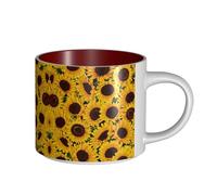 Yellow Sunflowers Printing Large-Capacity Ceramic Mugs, Versatile Cups for Coffee,Tea,Easy to Hold,Perfect for Workspaces