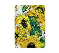 Yellow Sunflowers Seamless Genuine Leather Travel Passport Covers, Microfiber Travel Cards Wallet Holder Case Protector for Women and Men