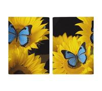 Yellow Sunflowers with Blue Butterflies Passport Holder, ID Card Protector Case Passport Holder with Slot Passports Travel Wallet Document Cover for Women And Men
