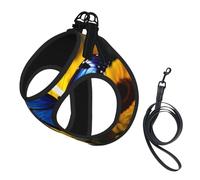 Yellow Sunflowers With Blue Butterflies Print Dog Harness,Pet Leash Vest,Adjustable And Reflective Vest,For Small To Medium Dogs