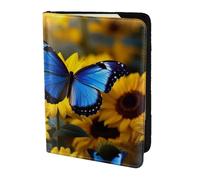 Yellow Sunflowers with Blue Butterflies2 print Passport Cover, Passport Holder Cover Wallet Passport Wallet Case for Cards and Documents