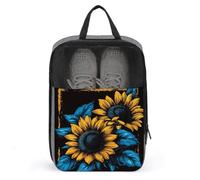 Yellow Sunflowers with Blue Leaves Shoe Bag for Travel Daily Use Anti-dust Storage Carrier Golf Shoe Pouch