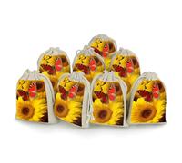 Yellow Sunflowers with Red Butterfly Bunches Pocket Cotton And Hemp with Drawstring 8 Pieces Reusable Gift Bags Jewelry Pouch for Wedding DIY Craft Party (4.9 X 6.7 Inch)